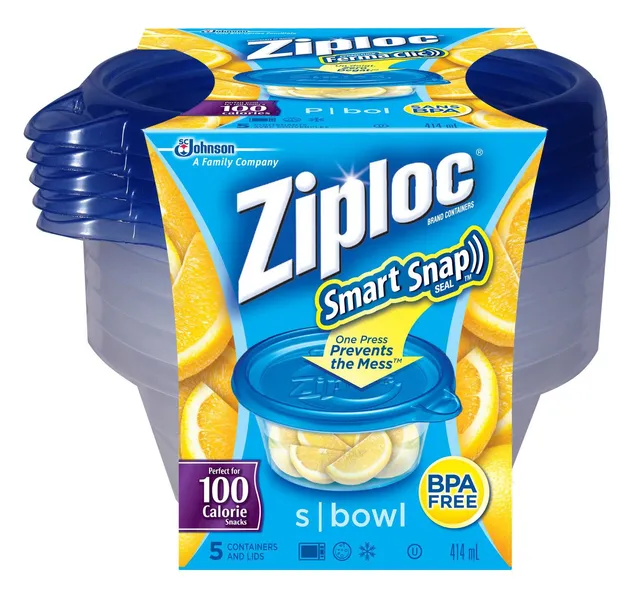 Ziploc Containers & Lids, Round, Medium, 1 Quart 2 Ea