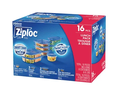 Ziploc Twist 'N Loc Lunch Pack Set 16 Pc Box