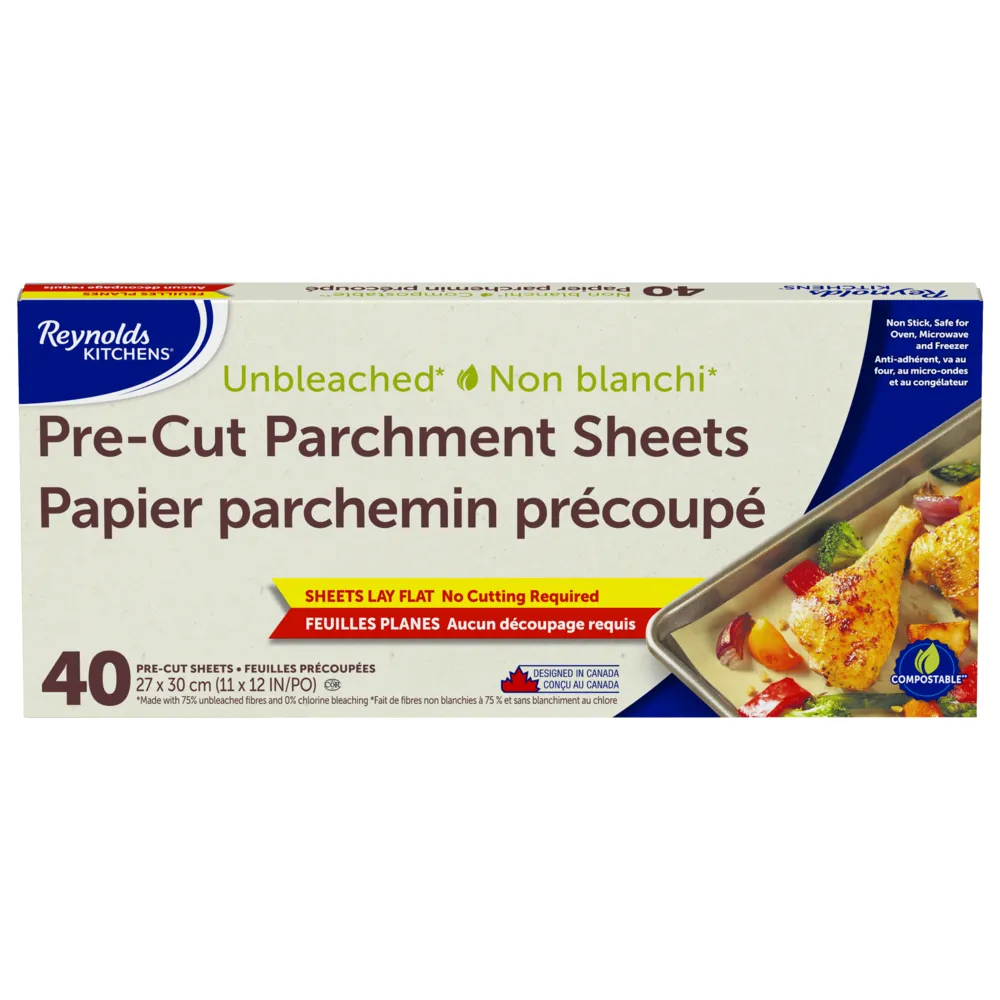 Reynolds Kitchens® Unbleached Pre-Cut Parchment Paper Sheets, Safe for  Oven, Microwave & Freezer Use, 40-pc