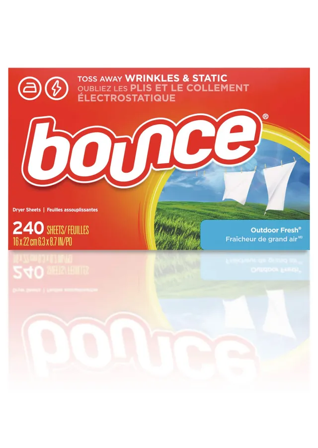 Bounce Dryer Sheets, 180 Sheets, Outdoor Fresh Scent Fabric Softener Sheets