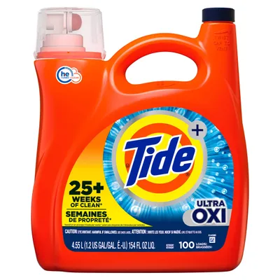 Tide Ultra Oxi Liquid Laundry Detergent, 100 loads, 4.55 L