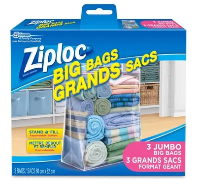 Ziploc Jumbo Big Bags 3 ea (Pack - 2)