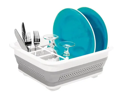 Sterilite Plastic Nesting Dish/Cutlery Drying Rack & Drainboard Tray For  Kitchen, White