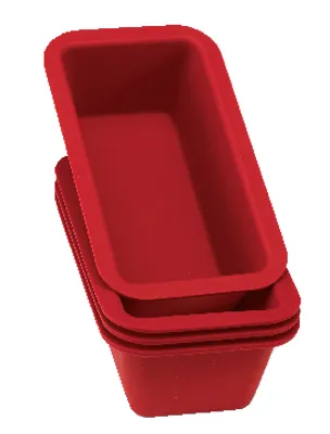MASTER Chef Silicone Non-Stick Mini Loaf Pans, Red, 5.2 x 2.6 x 1.85-in, 4-pk