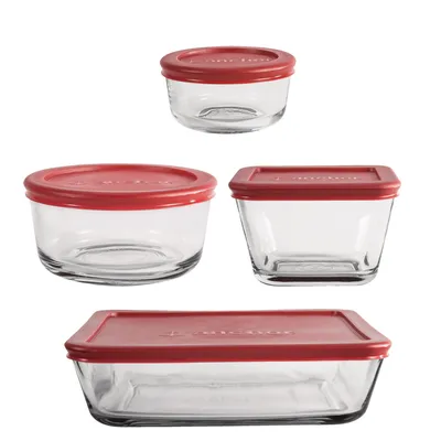 Anchor Hocking 1-Cup Glass Storage Set with Lids, 8-Piece