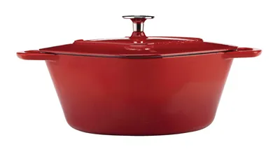 PADERNO Dutch Oven, Durable Cast Iron, Oven Safe, Red, 5qt