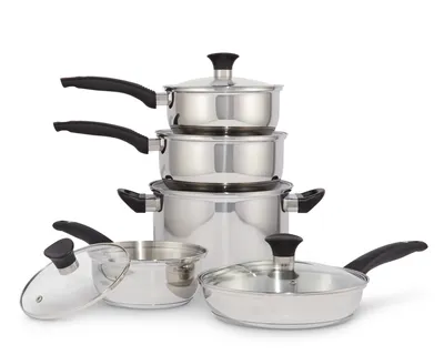 Vida by PADERNO Everyday Series Premium Food-Grade Stainless Steel Cookware Set, Dishwasher & Oven-Safe, 10-pc
