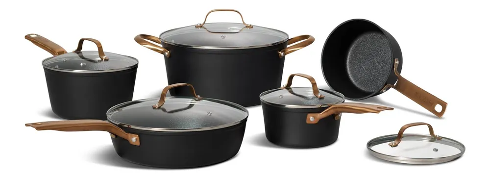 Heritage The Rock Diamond Non-Stick Cookware Set with Matching Frying Pan,  10-pc