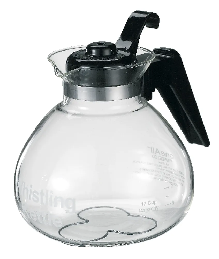 Borosilicate Glass Stove Top Whistling Tea Kettle - 12 Cup Capacity -  BPA-Free - German-Made Glass Kettle for Gas, Electric, and Glass Ranges