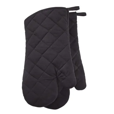 MASTER Chef 2pc Cotton Oven Mitt Set with Hanging Loops, Machine Washable, Black