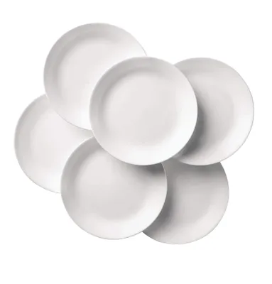 Corelle 6pc Classic Glass Caterer Dinner Plates, Chip Resistant, White