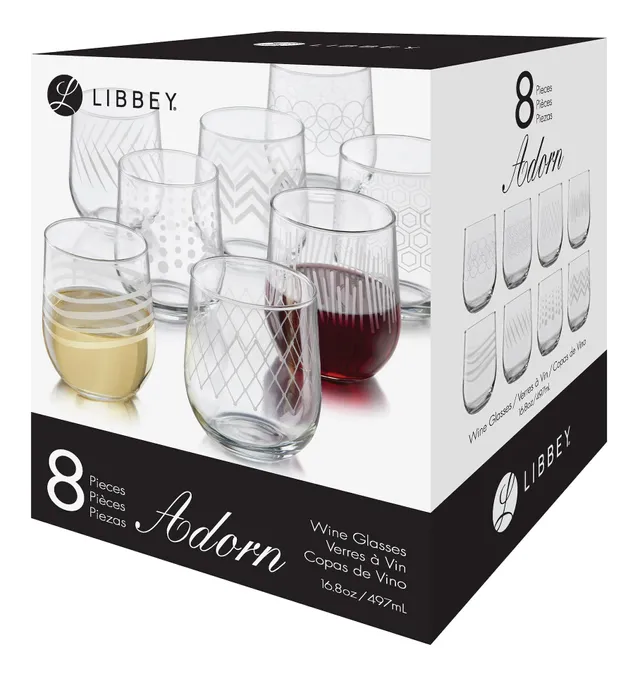 Libbey Adorn 4-pc. Stemless Wine Glass Set