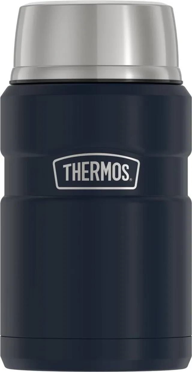 Thermos Funtainer 16 Ounce Stainless Steel Vacuum Insulated Food Jar with Folding Spoon, Denim Blue