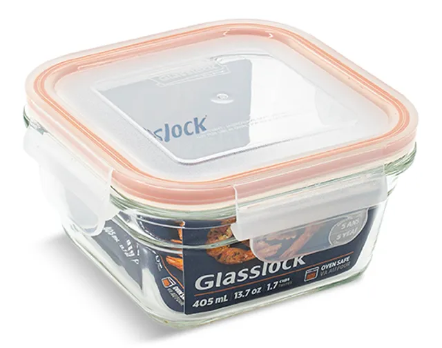 Glasslock] 14oz/400ml Rectangular Food Storage Containers, 6-Pcs