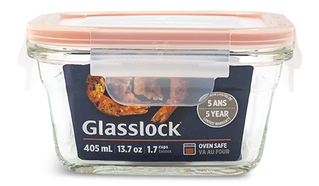 Glasslock Rectangular Tempered Glass Food Container Set of 3 400ml/14oz