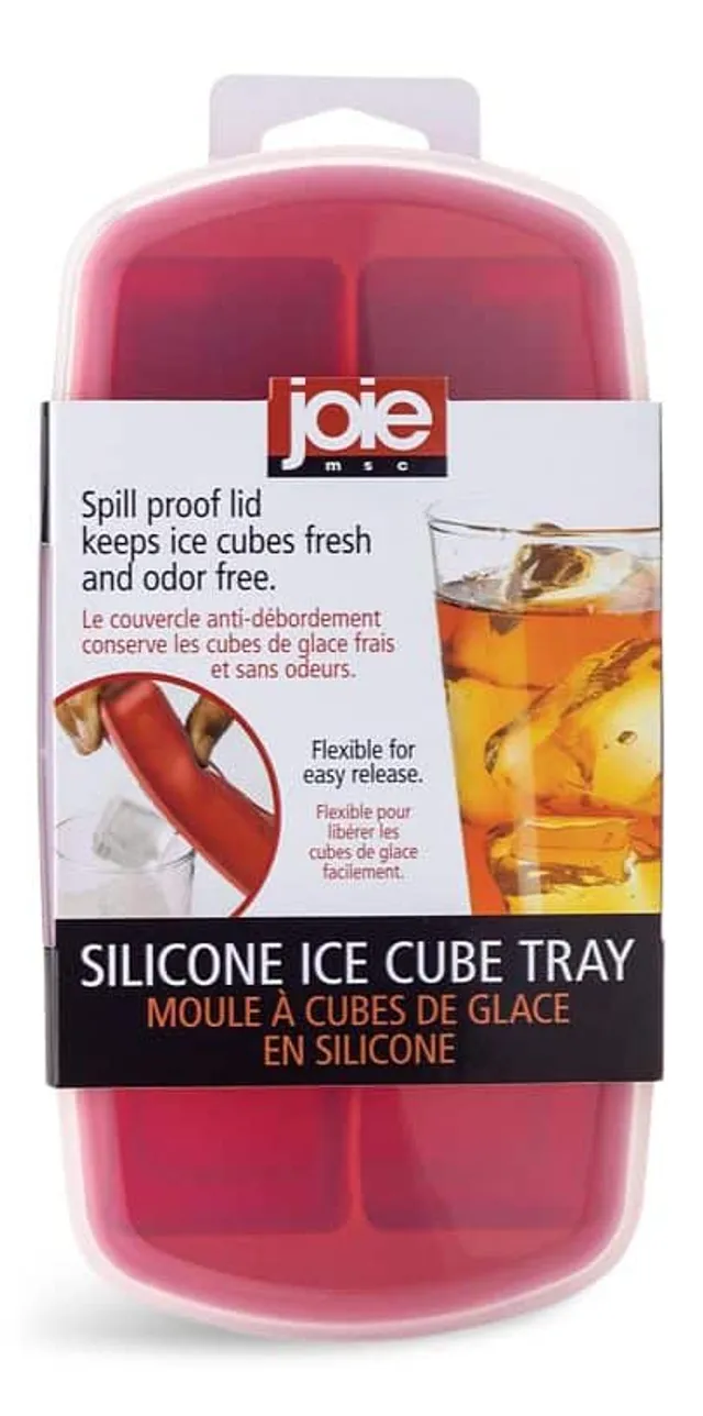 Joie Silicone Ice Cube Tray with Non-Spill Proof Lid Top Easy Release Blue