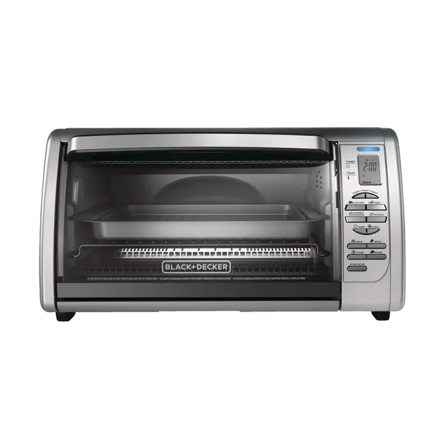 Black+Decker TO3210SSD 6-Slice Convection Countertop Toaster Oven, Silver 