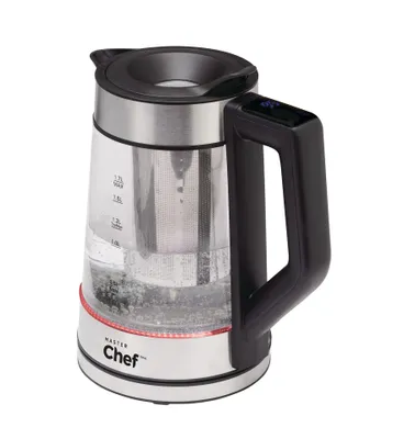 MASTER Chef 360° Cordless Glass Kettle with Steeper, Black/Stainless Steel, 1.7-L