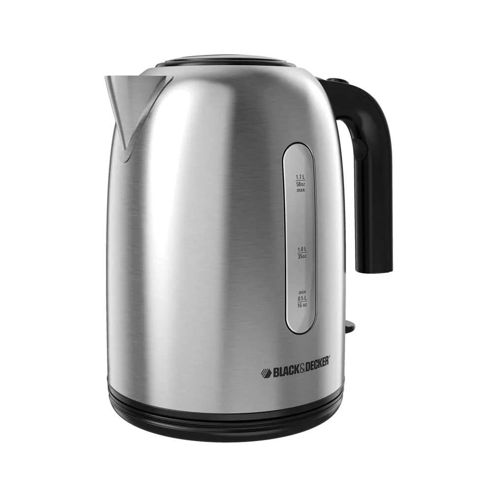 PADERNO Cordless Electric Kettle w/ Auto Shut Off, Black Stainless Steel,  1.7L