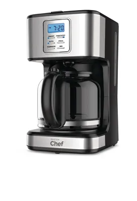 MASTER Chef Coffee Maker w/ Glass Carafe, Stainless Steel, Black, 12 Cups