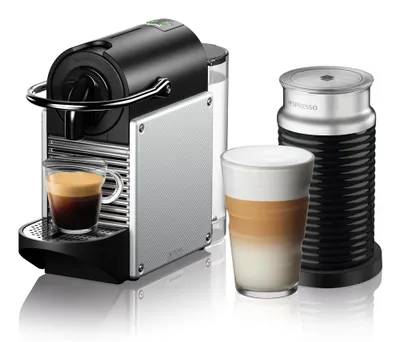 Nespresso Pixie Espresso Machine with Aeroccino Milk Frother, Silver