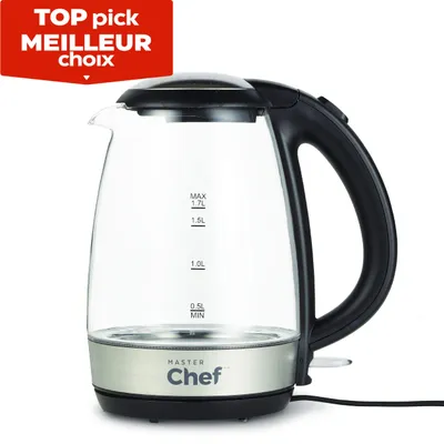 MASTER Chef Cordless Electric Kettle w/ Blue Light, Glass, 1.7L
