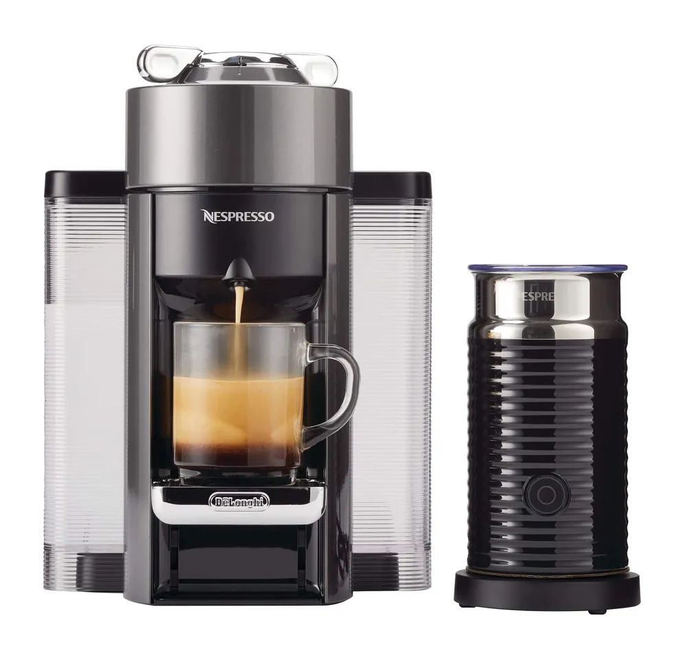 nespresso vertuo evoluo coffee machine with milk frother