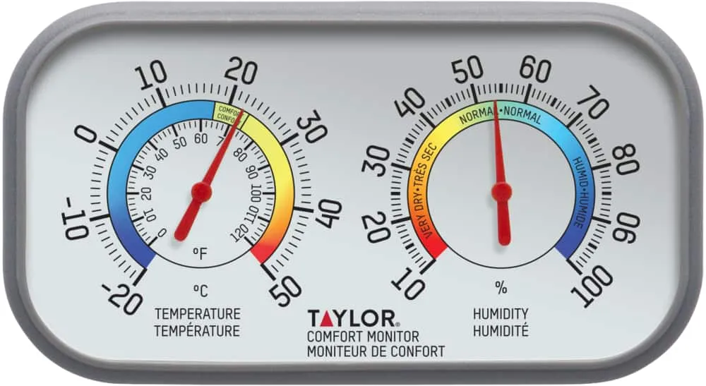Taylor Comfort Monitor Humidity Meter/Thermometer Plastic 5.91 in
