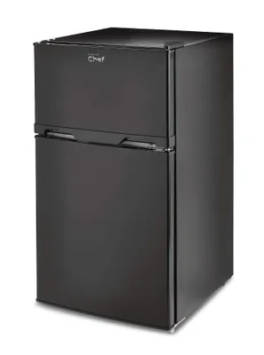 MASTER Chef Energy Star 2-Door Top Freezer & Refrigerator with Reversible Door for Dorms/Bedroom, 3.1-cu.ft., Black