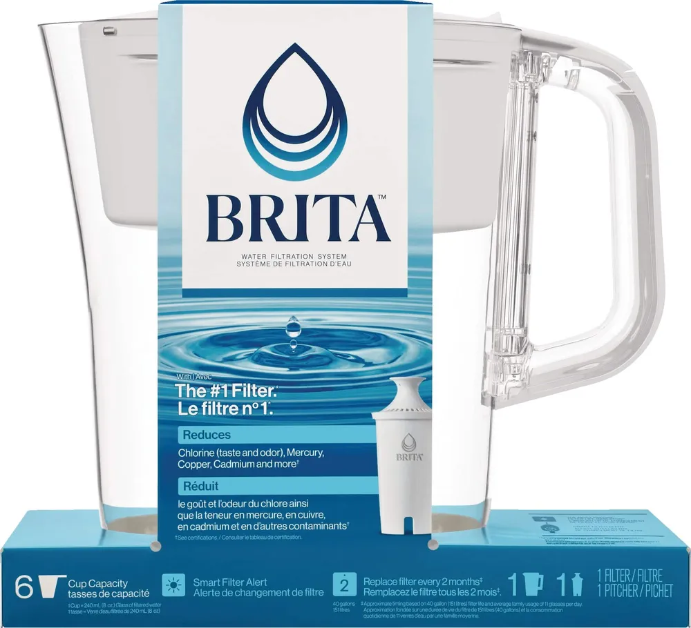 Brita Small 5 Cup Water Filter Pitcher with 1 Standard Filter, BPA Free ?  Metro, White ? 