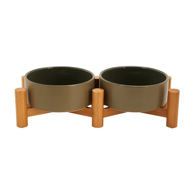 Reddy Stainless Steel & Bamboo Elevated Dog Bowl, 3 Cups