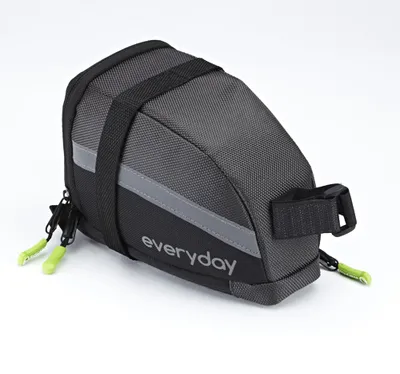 Everyday Expandable Bike Seat/Saddle Bag w/Reflective Panels, Waterproof, Black