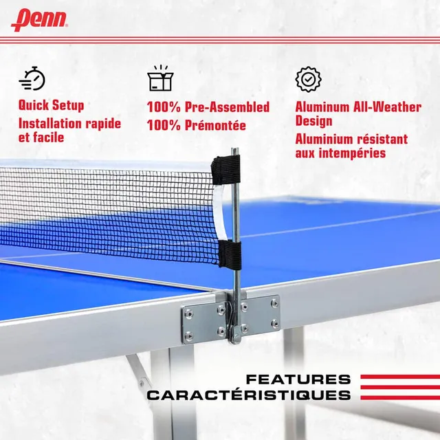 Penn Easy Setup Mid Size Table Tennis Table, Sets up in Minutes! 