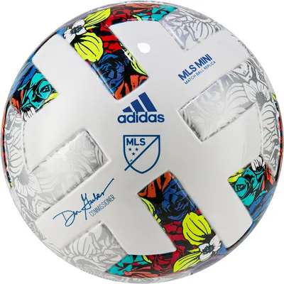 adidas MLS Club Soccer Ball, Size 5, white/yellow/blue