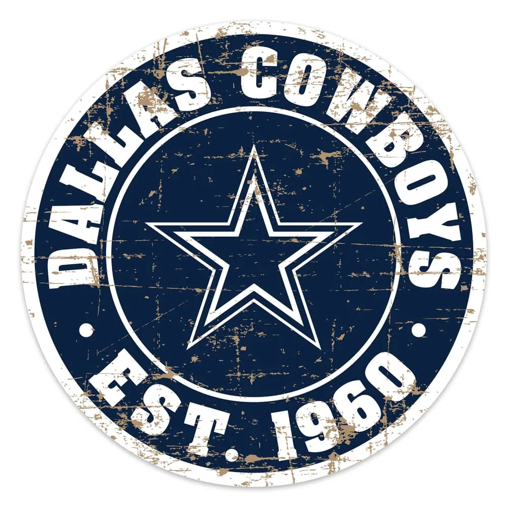 NFL Round Distressed Sign: Dallas Cowboys