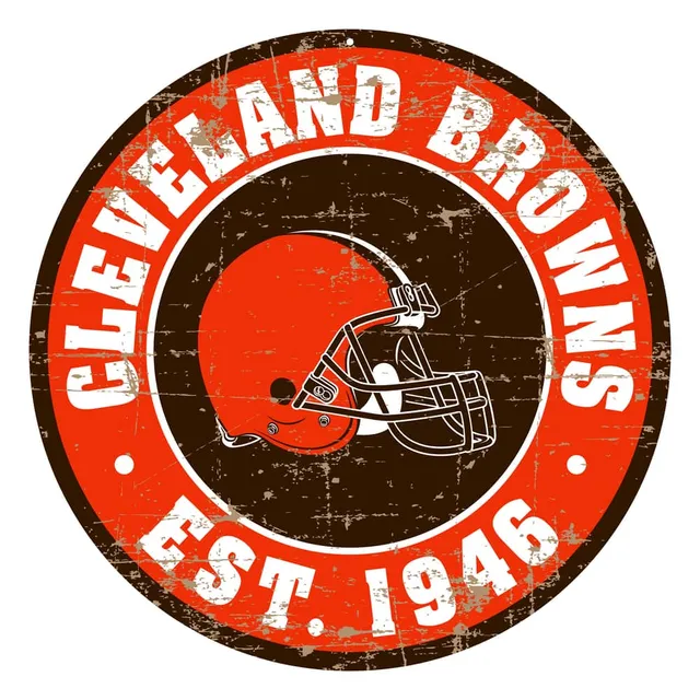 NFL Cleveland Browns Round PVC Distressed Logo Wall Sign, 22-in