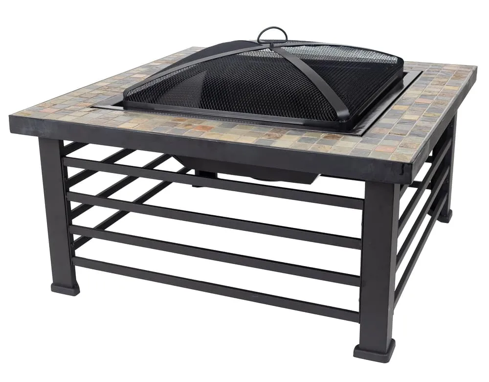 Pleasant Hearth Cascade Square Wood Burning Steel Fire Pit Table w/Grill,  34 x 22.5-in | Hillside Shopping Centre