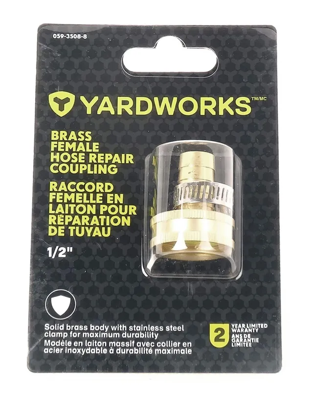 Yardworks Metal Garden Hose Repair Mender, Female End Connector, fits 5/8 &  3/4-in Hoses