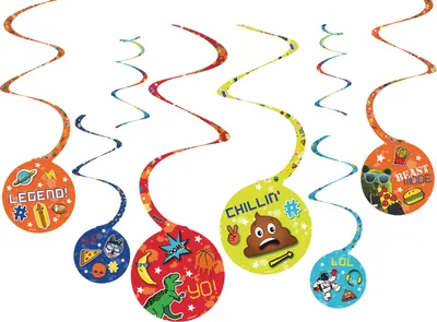 Slither.io Hanging Swirl Birthday Party Decorations, 8-pc