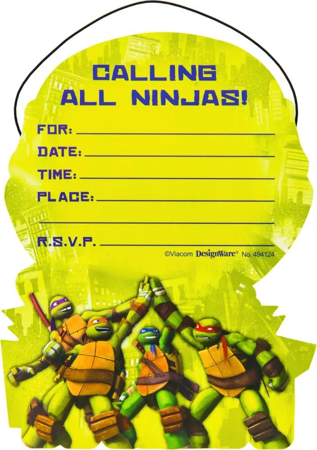 Ninja Turtles Invitation, TMNT, PRINTABLE INVITATION, Teenage Mutant Ninja  Turtles Birthday Leonardo, Michelangelo, Donatello, Raphael 