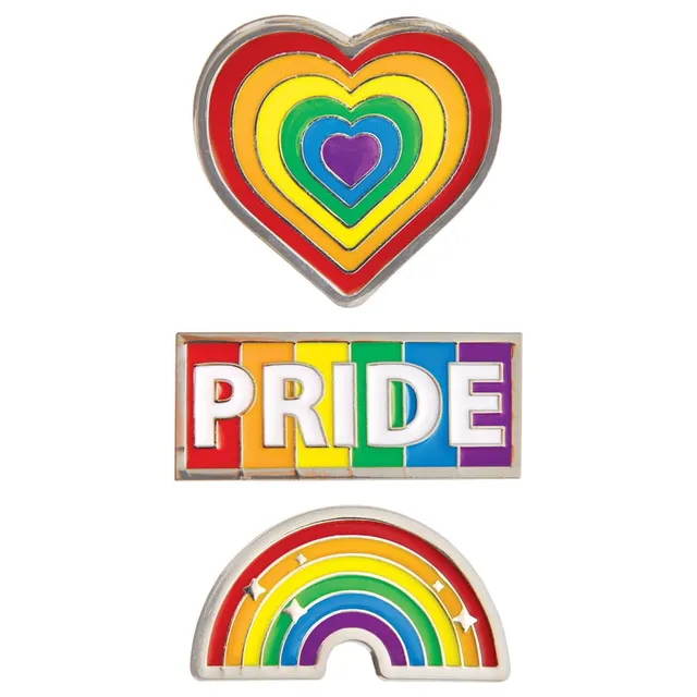 Amscan Pride Rainbow Pins, Two Lapel Pin, Aluminium, 3-pk