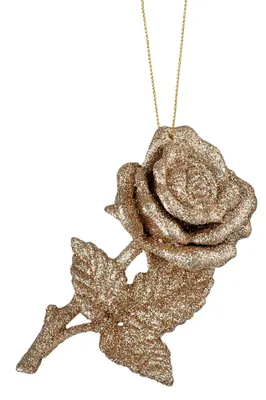 CANVAS Winter Garden Glitter Rose Christmas Ornament