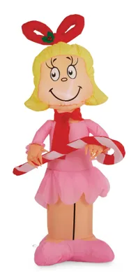 Grinch Airblown® Cindy Lou Who with Candy Cane Outdoor Inflatable Décor, 4-ft