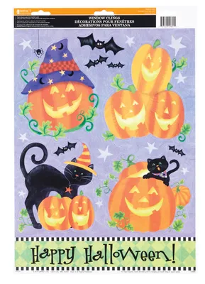 For Living Holographic Window Clings, Easy to Stick for Halloween, Assorted Styles, 30-cm