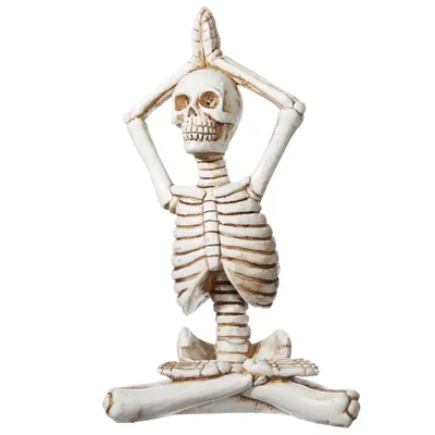 For Living Skeleton in Yoga Pose, Hand Painted for Halloween, Assorted Styles, White, 7-in