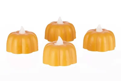 For Living Flameless LED Light Pumpkin Candles Kit for Fall, Halloween, Orange, 3-in, 4-pc