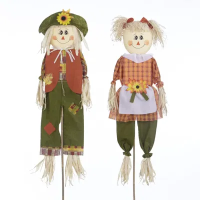 For Living Scarecrow with Stand, Yard Stakes for Halloween Décor, Assorted Styles, 36-in
