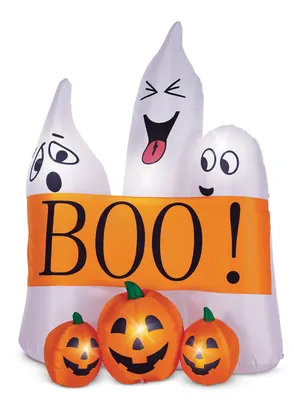 For Living Inflatable Ghost Scene with BOO sign, LED Lights for Halloween, Orange, 5.5-ft