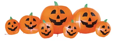 For Living Inflatable Pumpkin Patch with LED Lights for Halloween, Orange, 8-ft