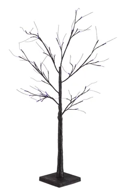 For Living Glitter Tree with 48 LED Lights for Halloween, Assorted Colours, Black, 4-ft